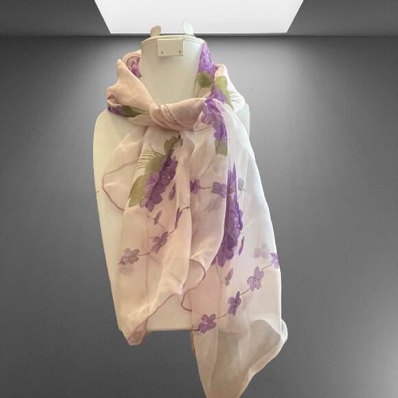 Glentex Accessories - Vintage Glentex 100% Silk Scarf Hand Rolled in Japan
